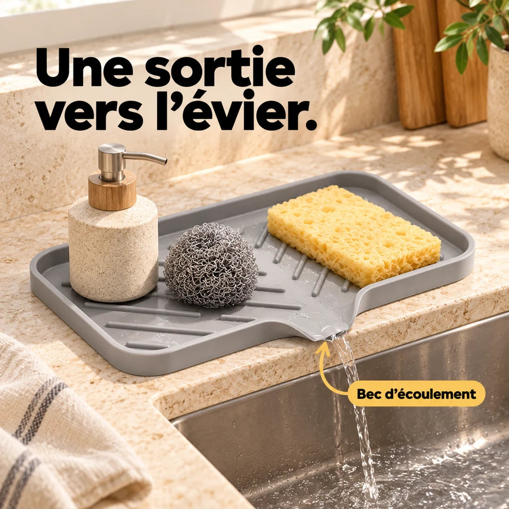 Porte-savon en silicone avec égouttoir et rangement pour éponge — vue 3