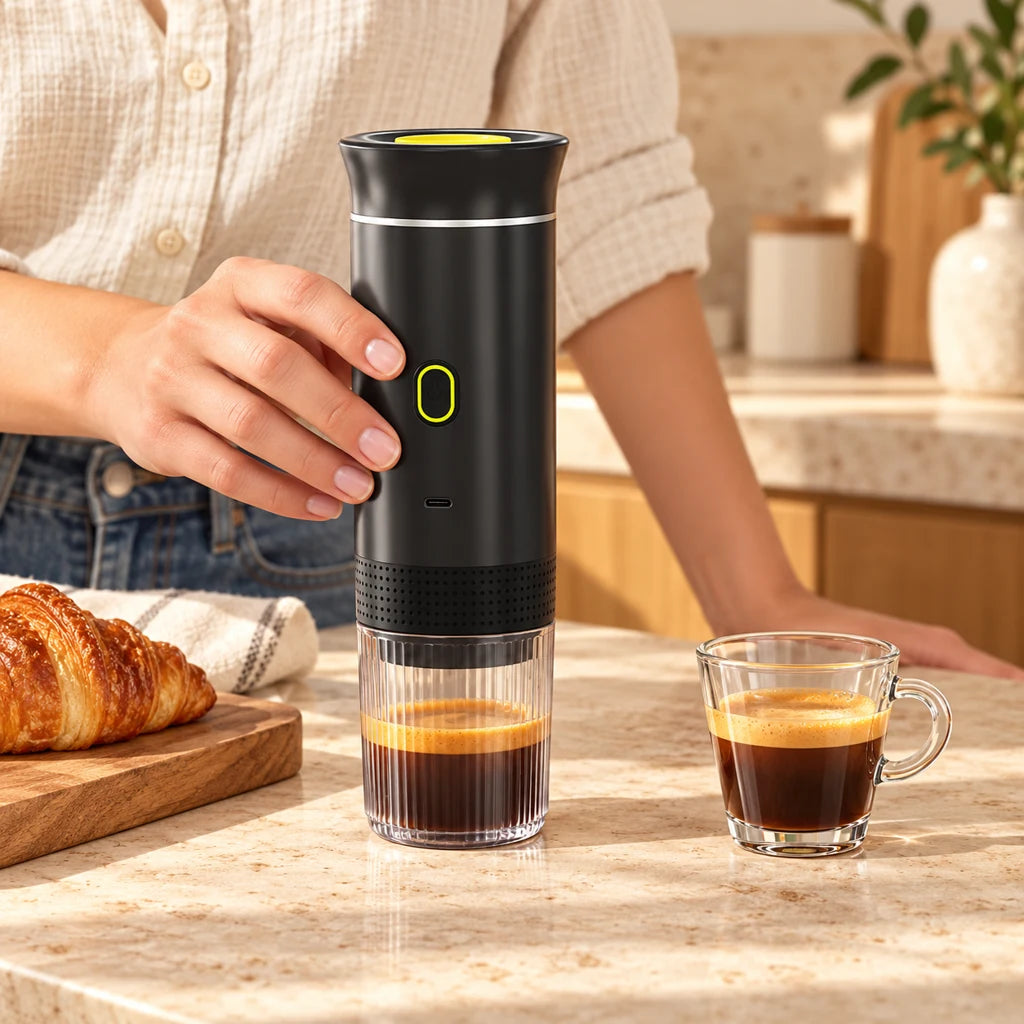 Compact portable 60 ml electric stainless steel coffee maker — view 2