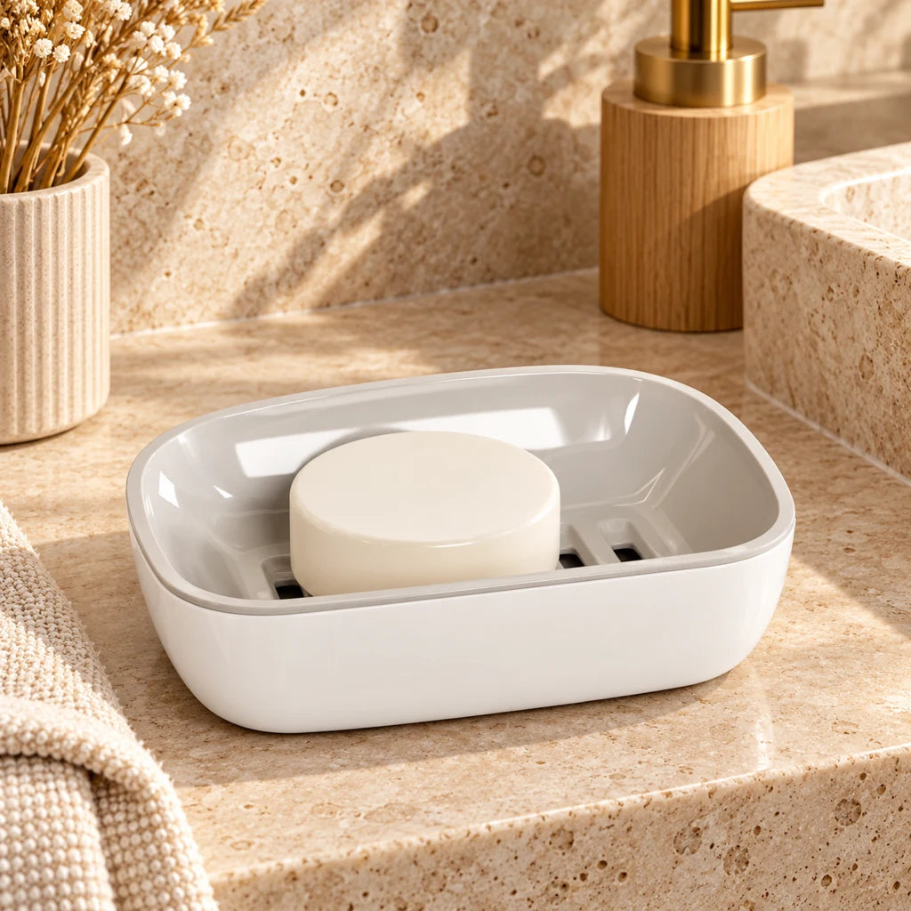 Soap dish with double drainage