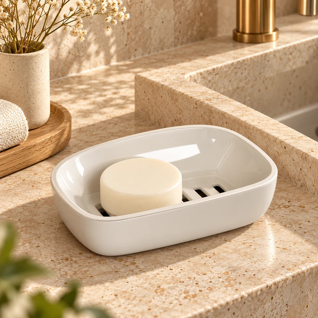 Soap dish with double drainage — view 3