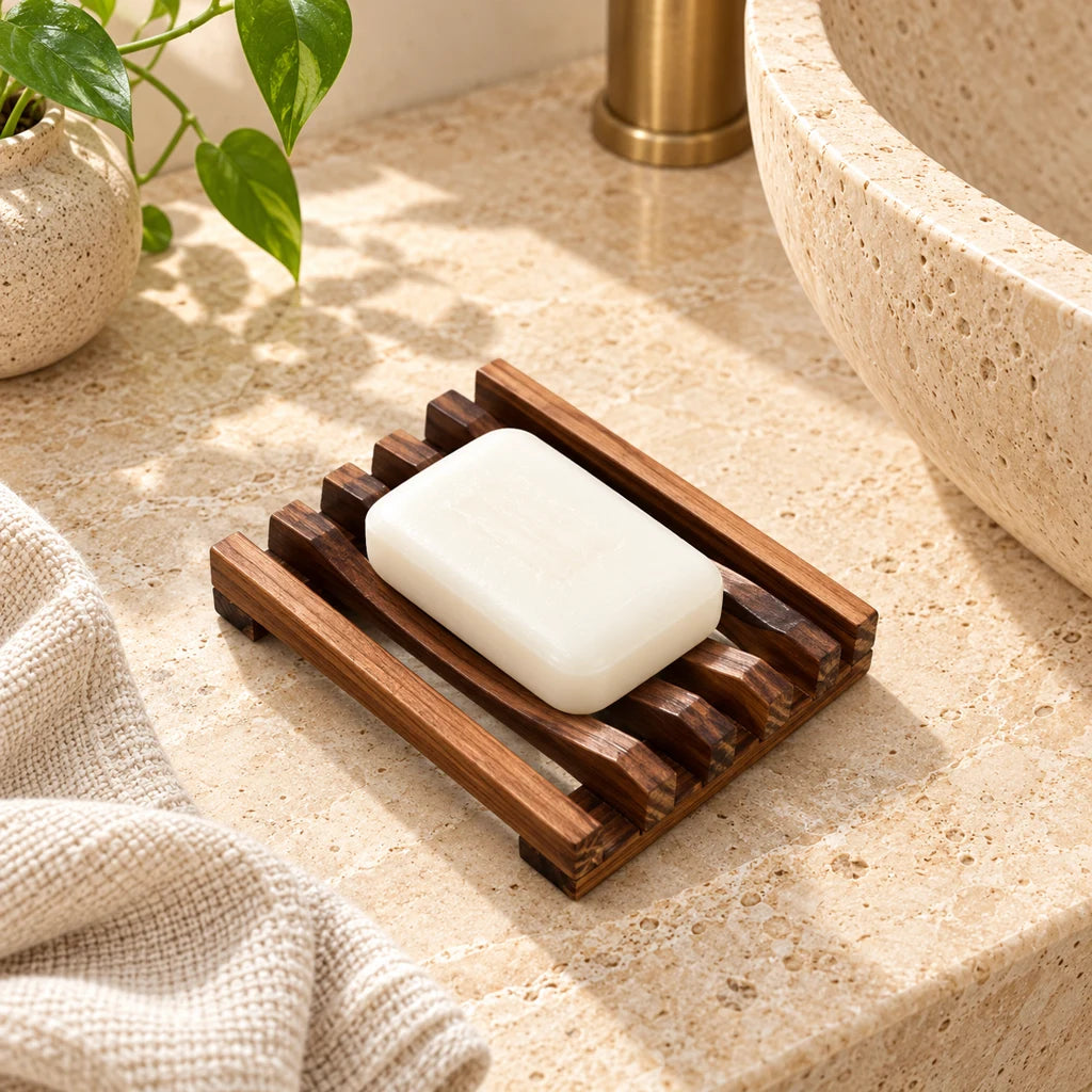 Compact multipurpose wooden soap dish — view 3