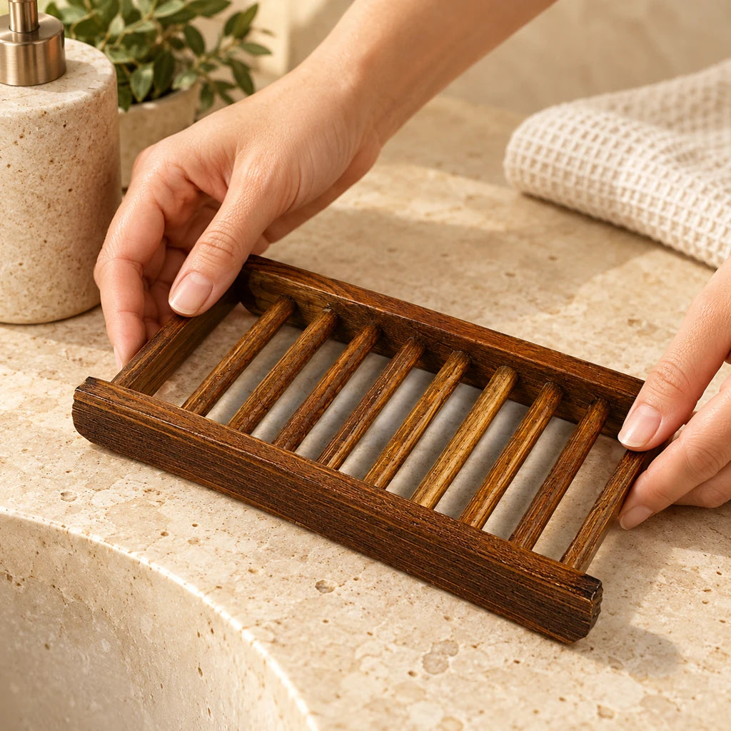 Elegant Natural Wood Soap Dish — view 2
