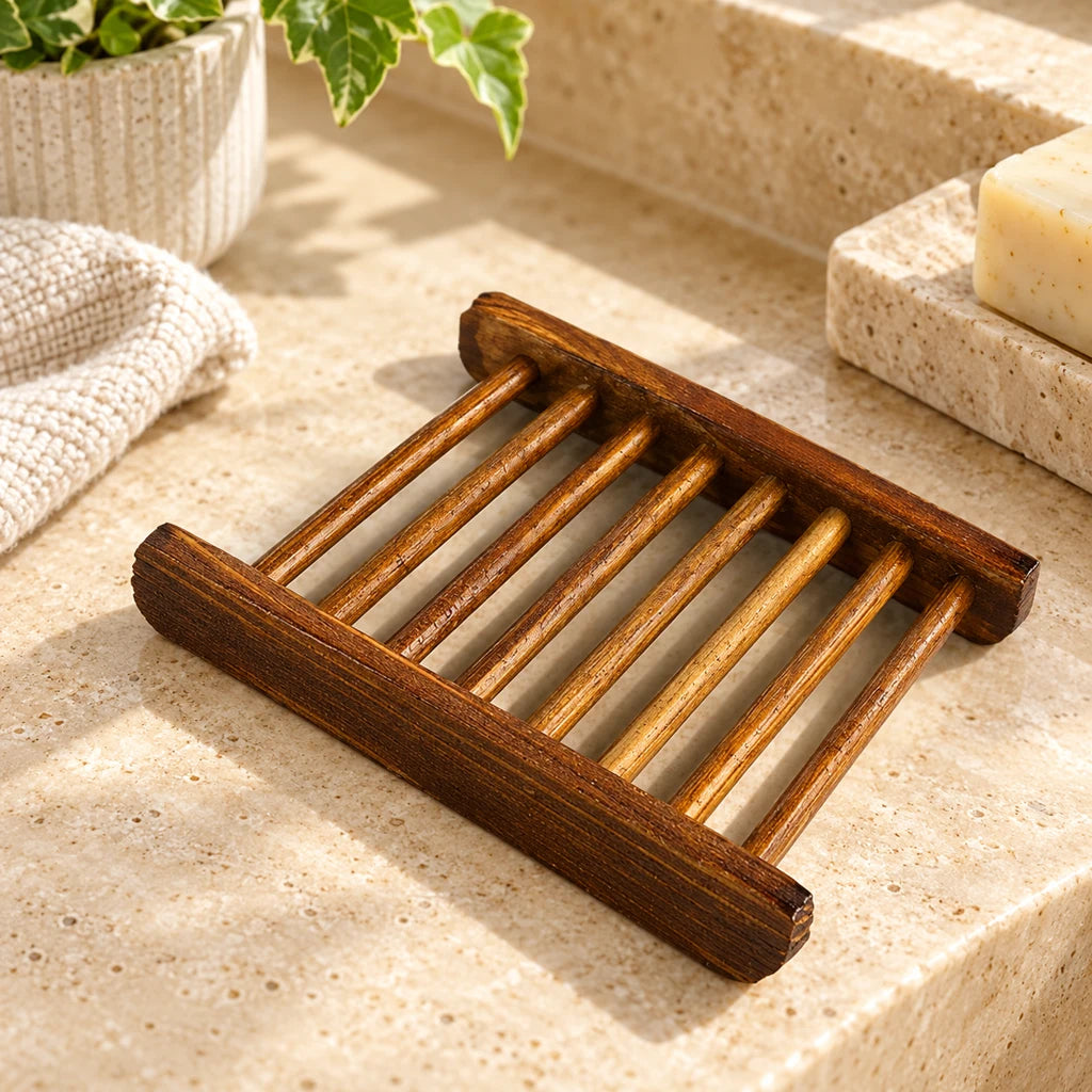 Elegant Natural Wood Soap Dish — view 3