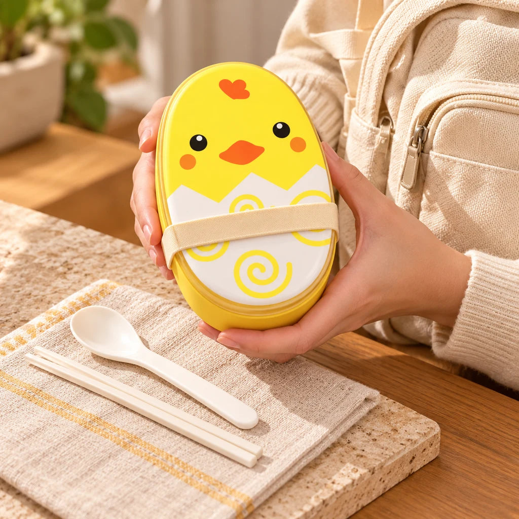 Kids Plastic Lunch Box with Animal Patterns and Utensils — view 2