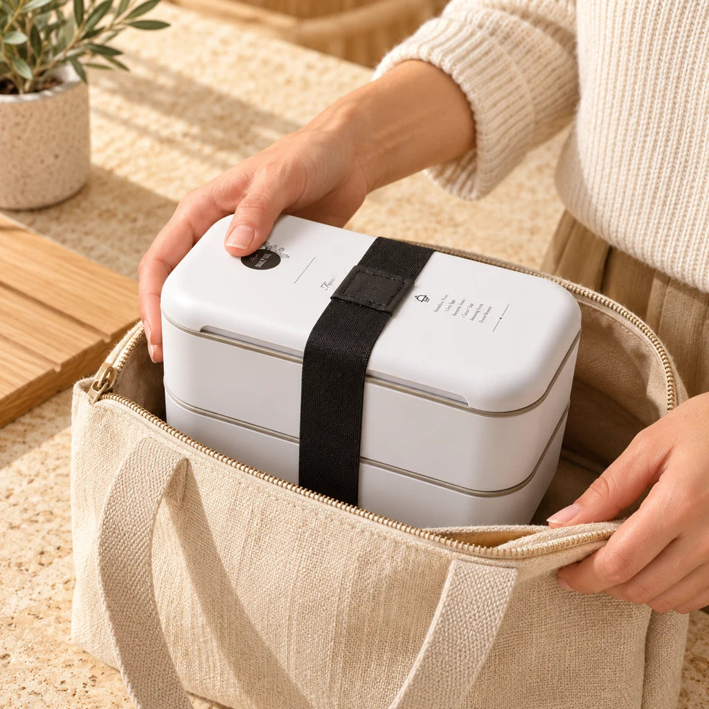 White Multi-Level Plastic Bento Box — view 2