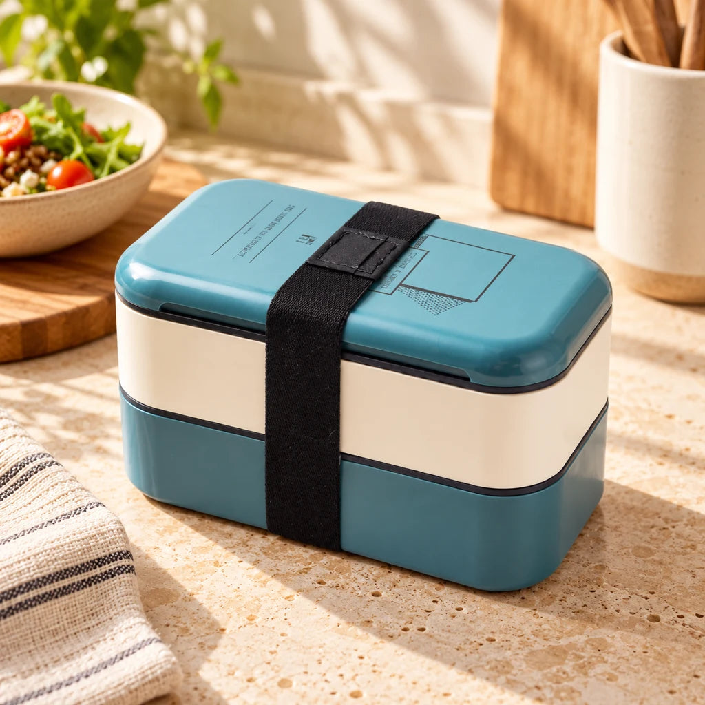 Blue Multi-Tier Plastic Bento Box — view 3