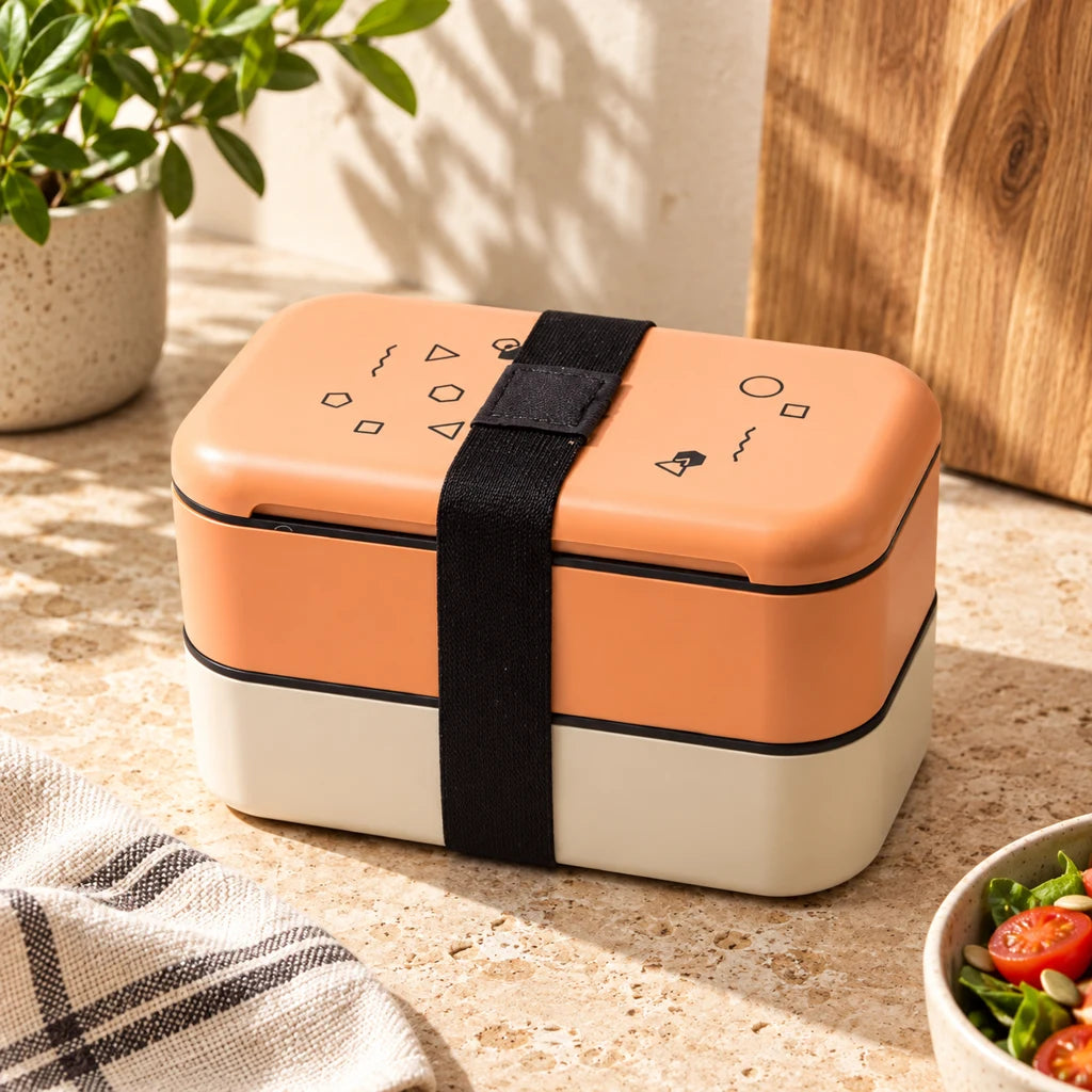 Orange Multi-Tier Plastic Bento Lunch Box