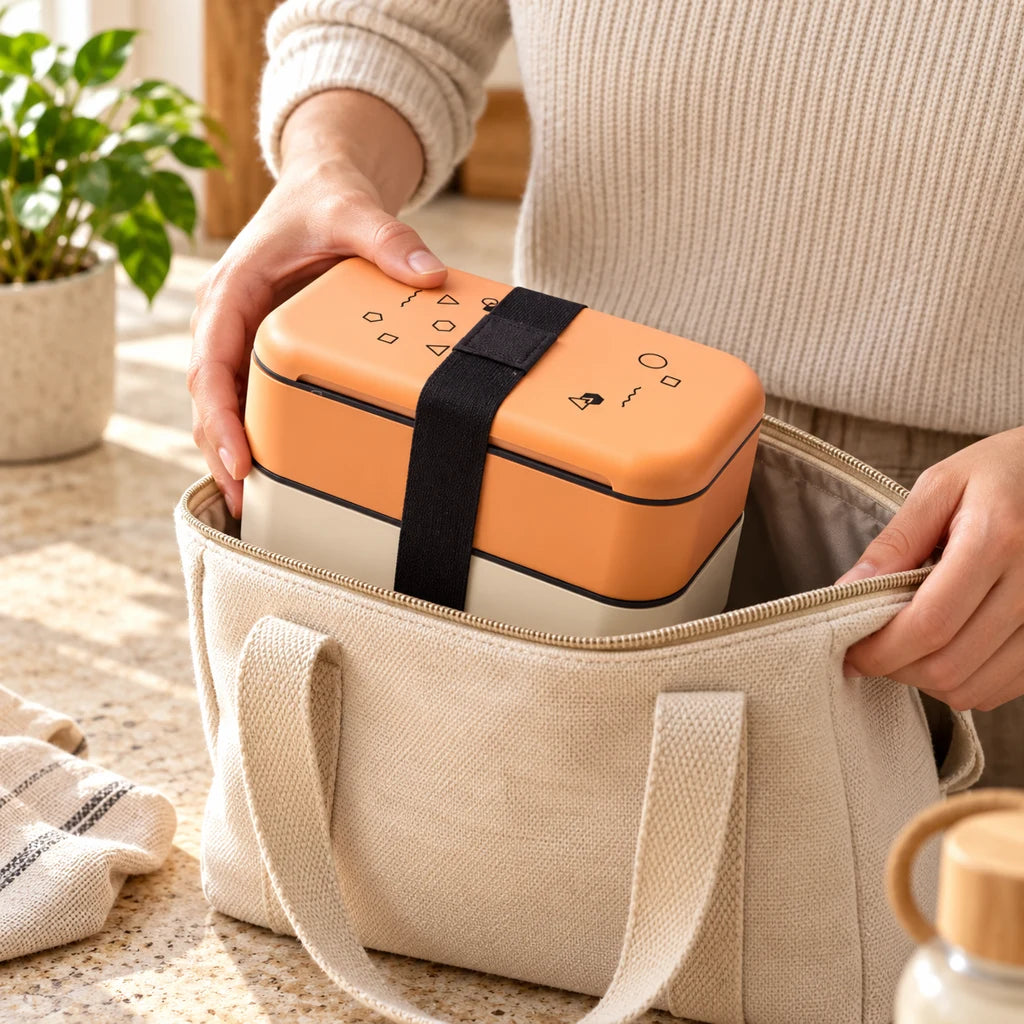 Orange Multi-Tier Plastic Bento Lunch Box — view 2
