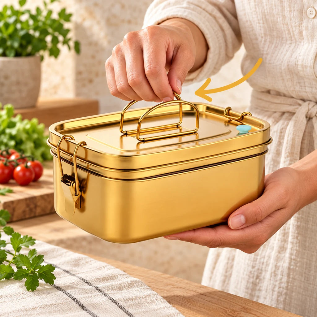 Gold Stainless Steel Bowl with Handle — view 2