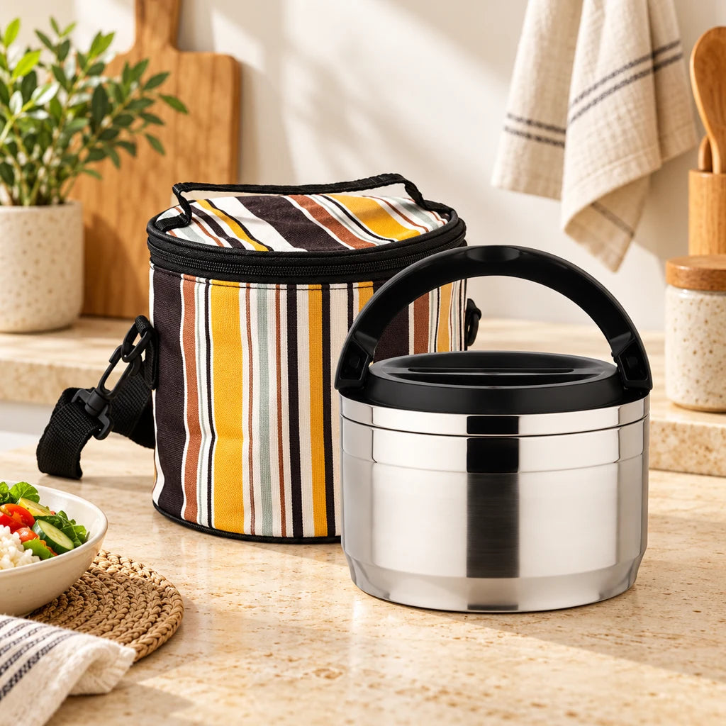 Waterproof Insulated Stainless Steel Lunch Box 1 Tier with Bag — view 2