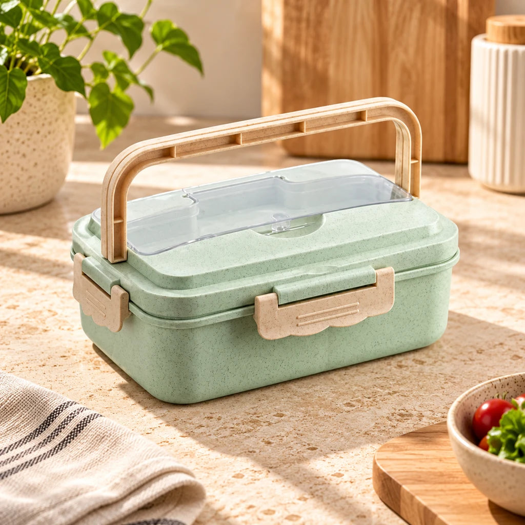 Green Plastic Compartment Lunch Box