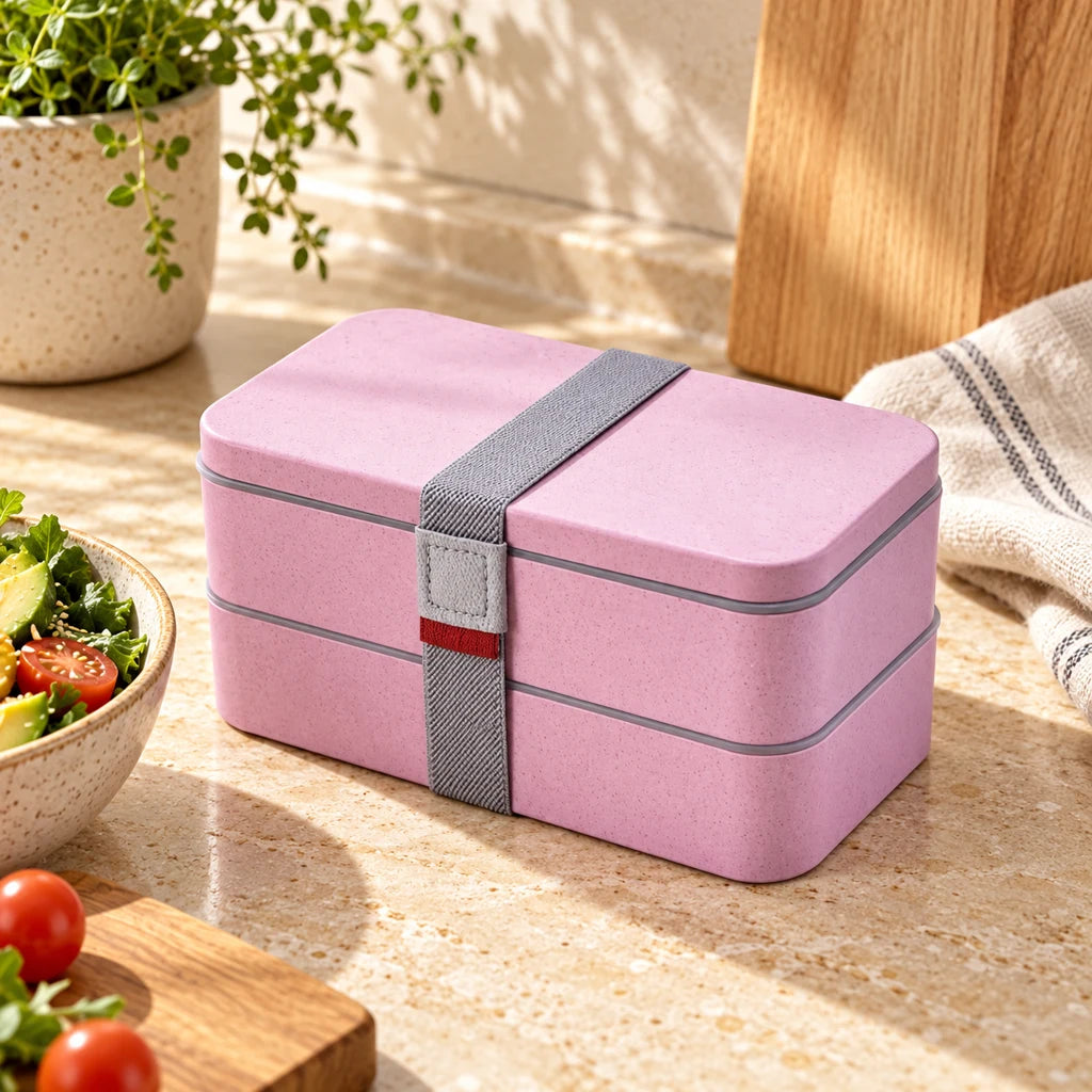 Pink 2-Tier Bento Microwave-Safe — view 3
