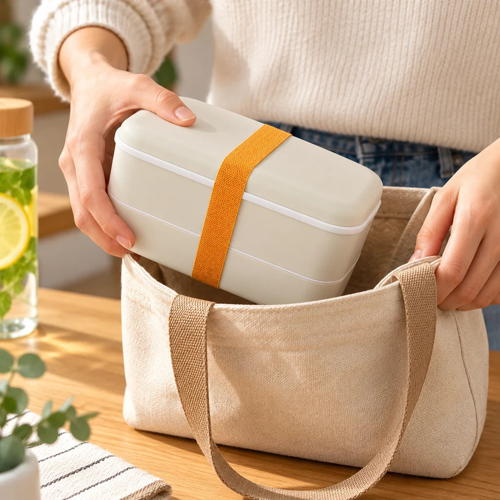 600ml White Plastic Bento Box — view 2