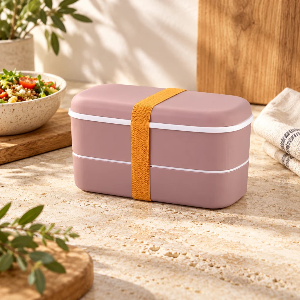 Pink Plastic Bento Box 600ml