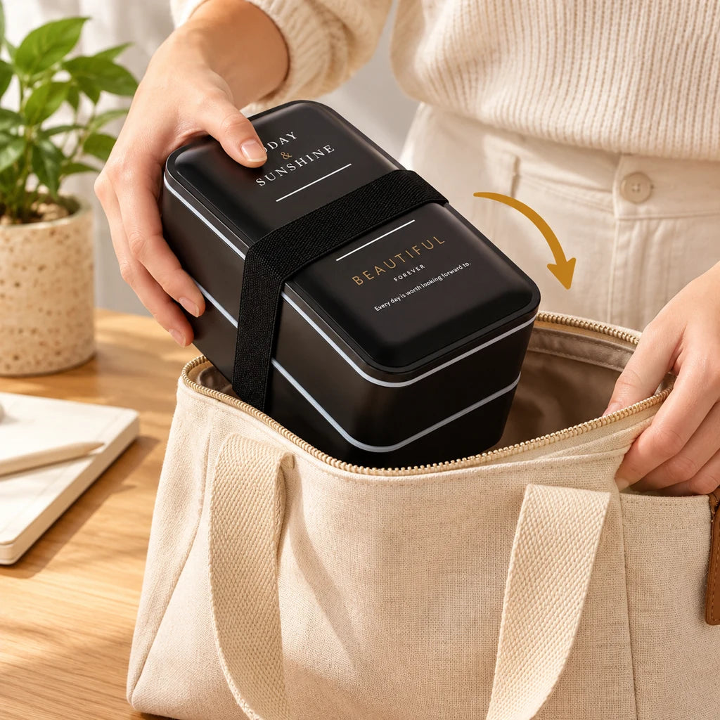 2-tier compartmented bento lunch box — view 2