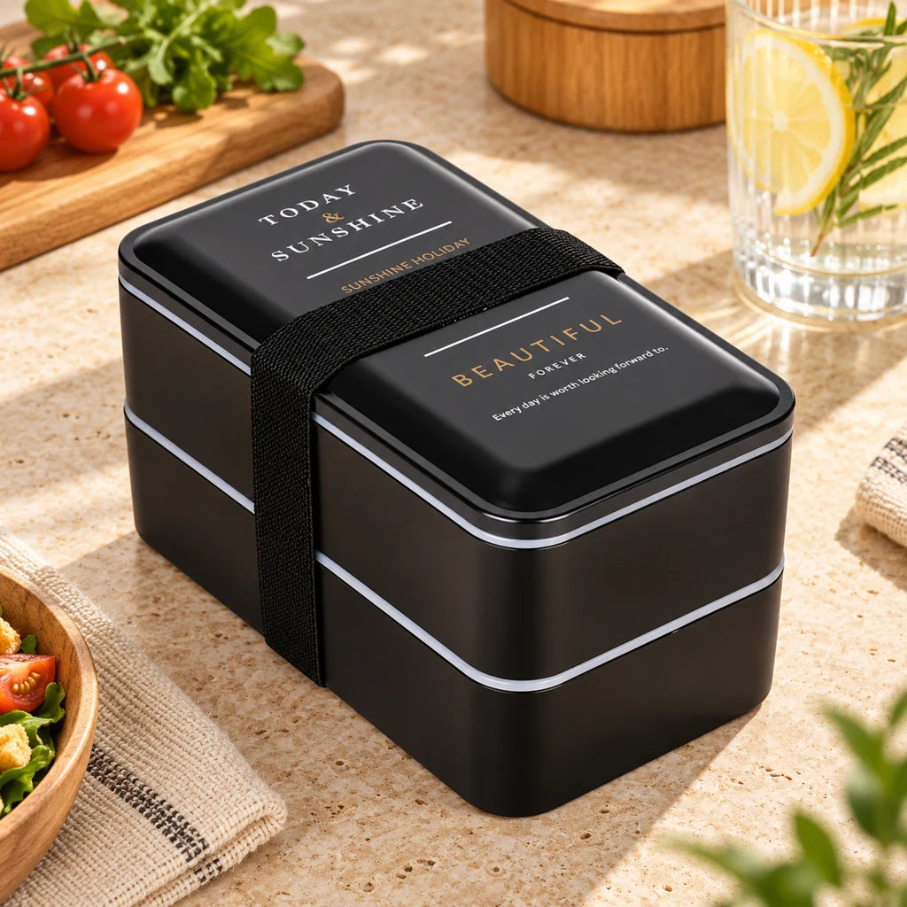 2-tier compartmented bento lunch box — view 3