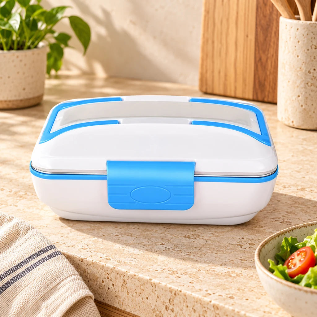 Electric Heated Lunch Box Triple-Compartment Blue