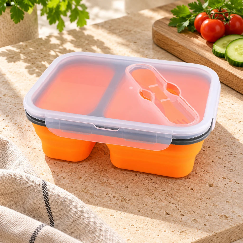 Orange Silicone Lunch Box with 2 compartments — view 3