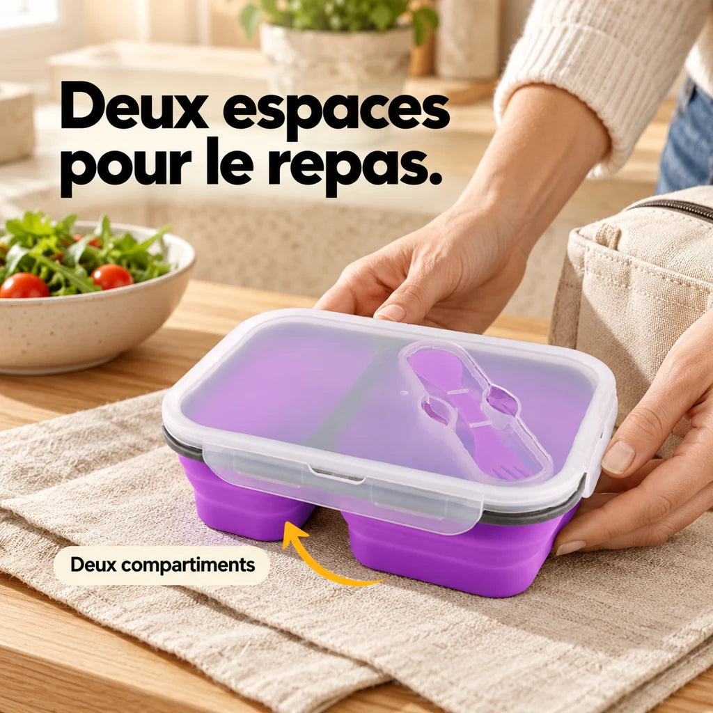 Lunchbox Double-compartiment en Silicone Violette — vue 2