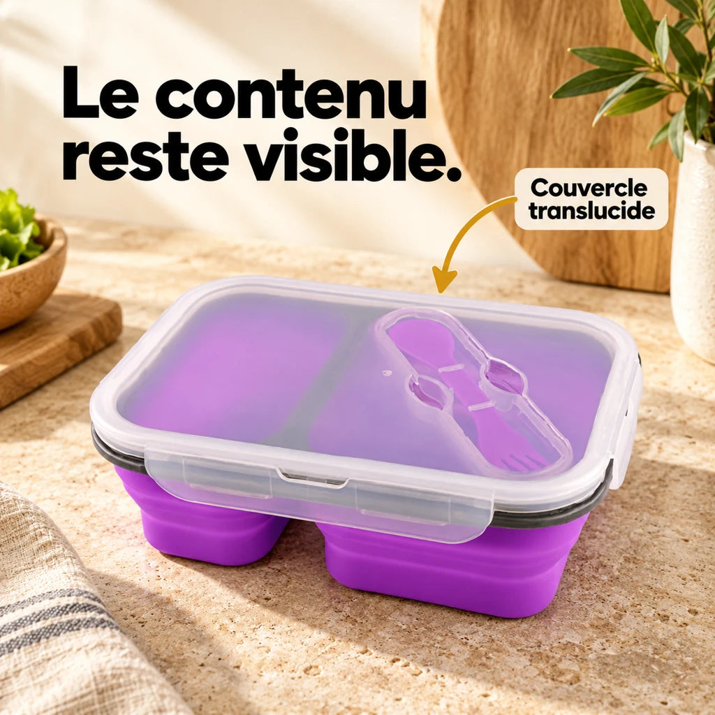 Lunchbox Double-compartiment en Silicone Violette — vue 3