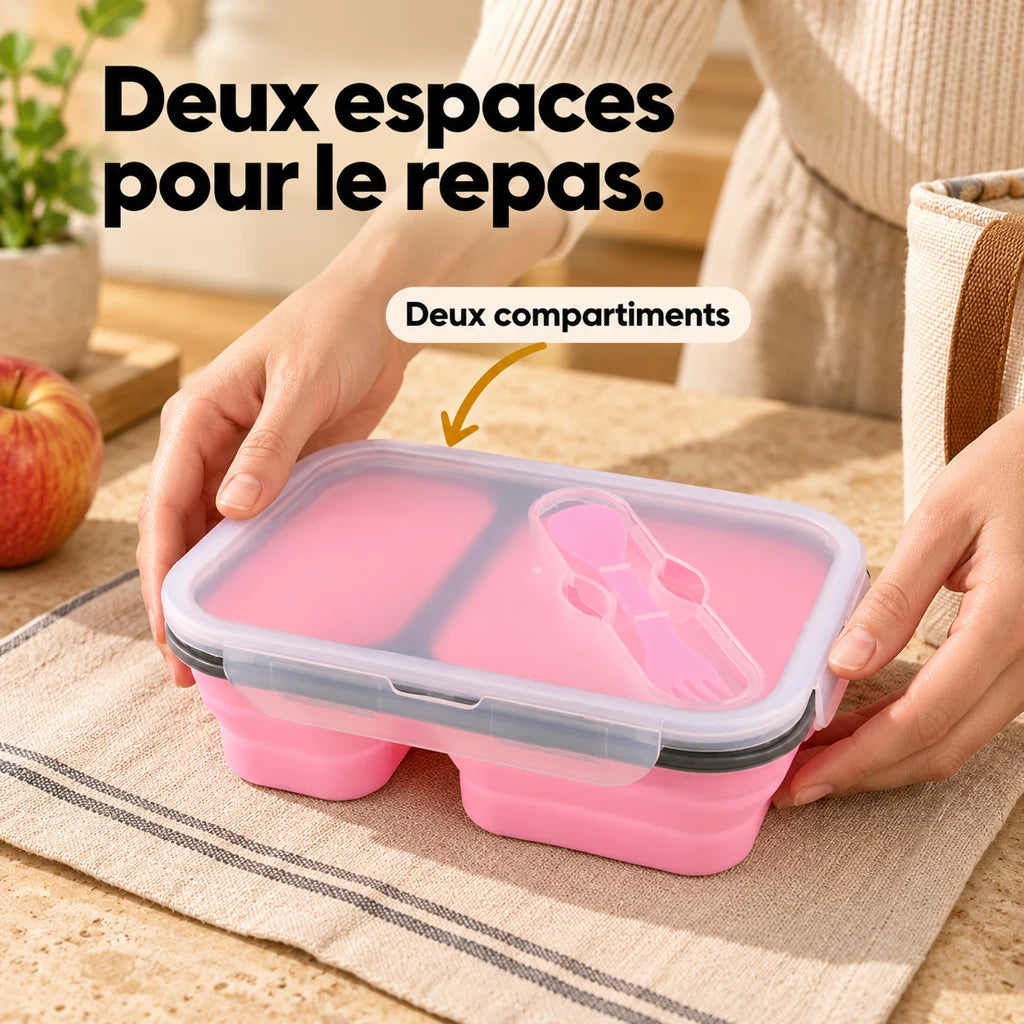 Lunchbox Double-compartiment en Silicone Rose — vue 2