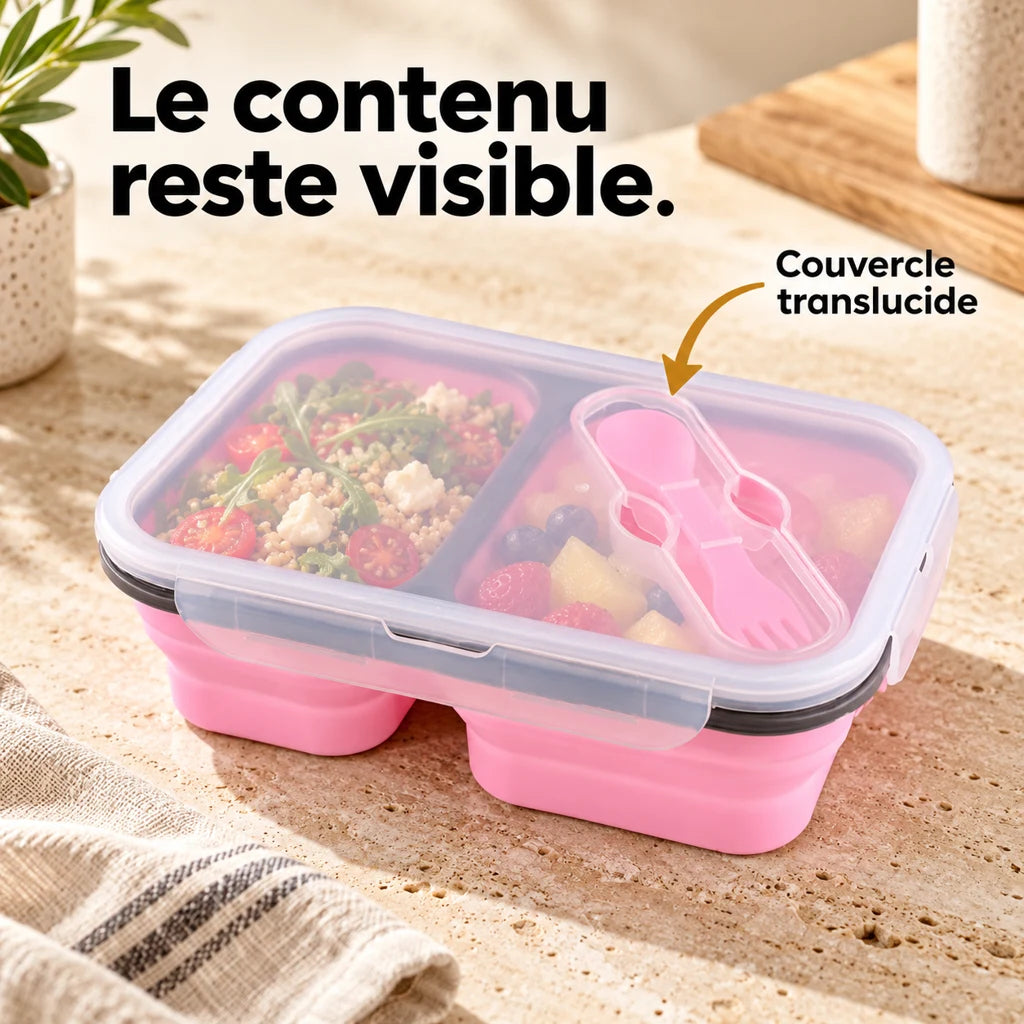 Lunchbox Double-compartiment en Silicone Rose — vue 3