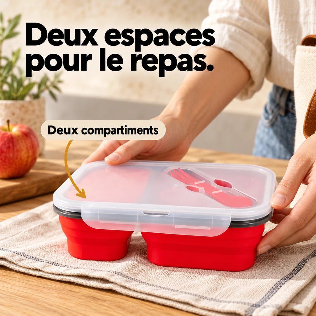 Lunchbox Double-compartiment en Silicone Rouge — vue 2