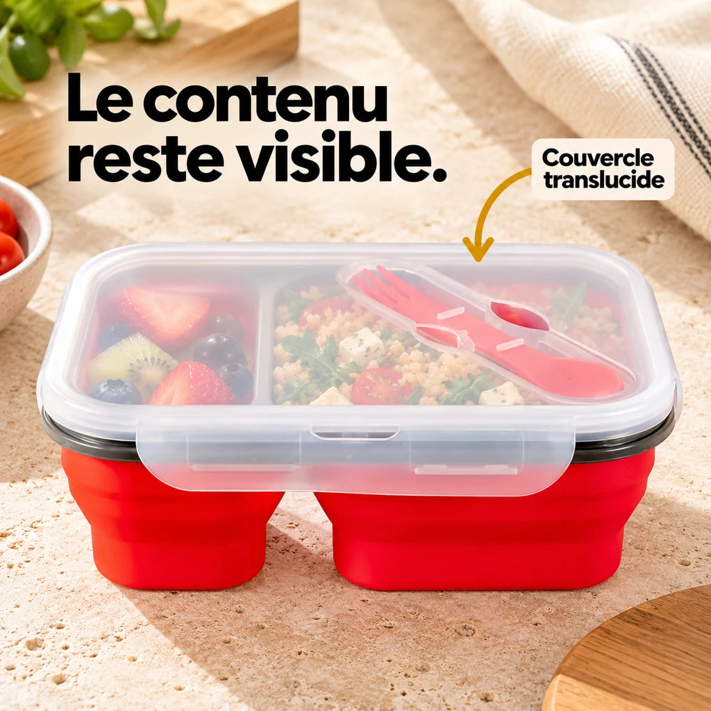 Lunchbox Double-compartiment en Silicone Rouge — vue 3