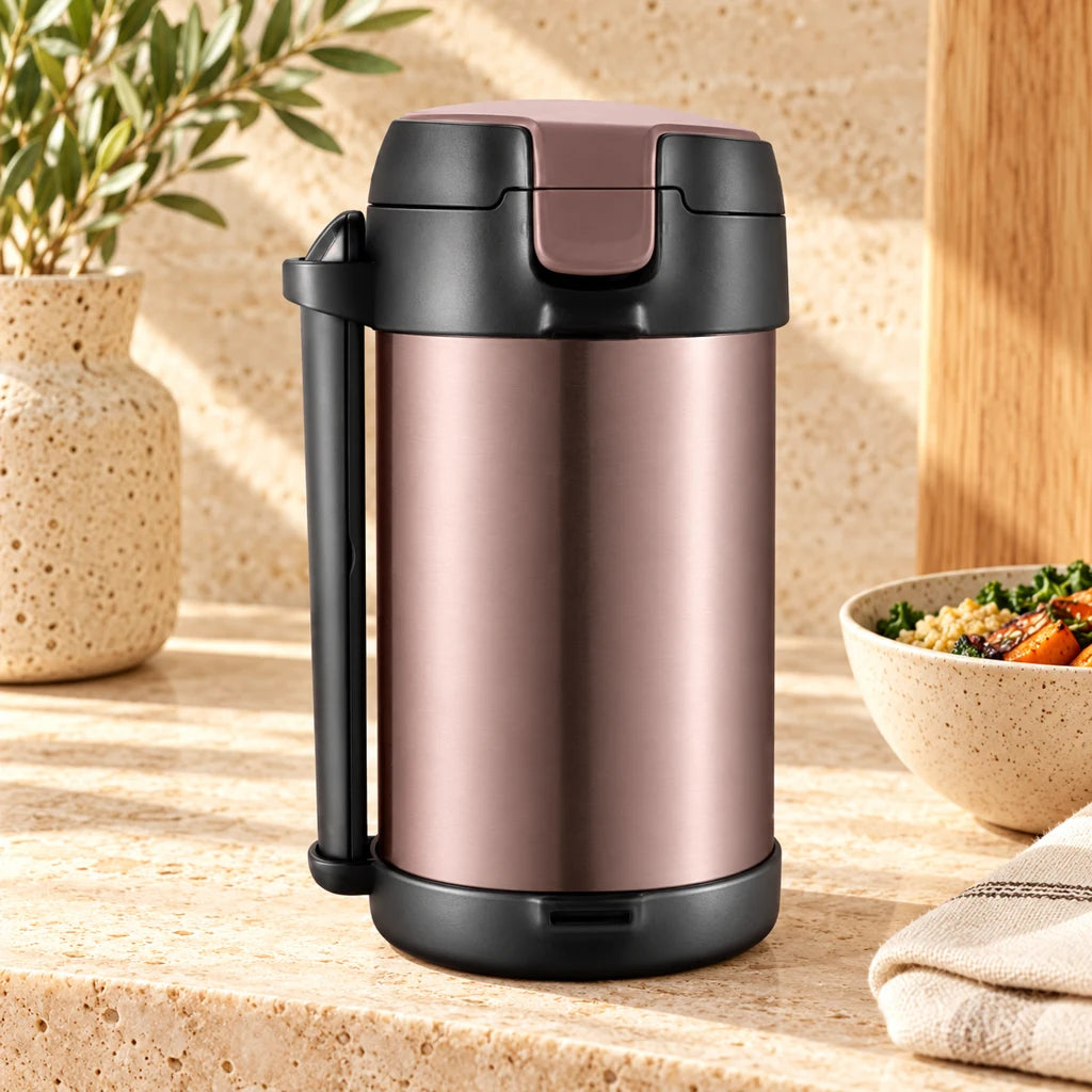 Brown Insulated Stainless Steel Lunch Box, 2200 mL