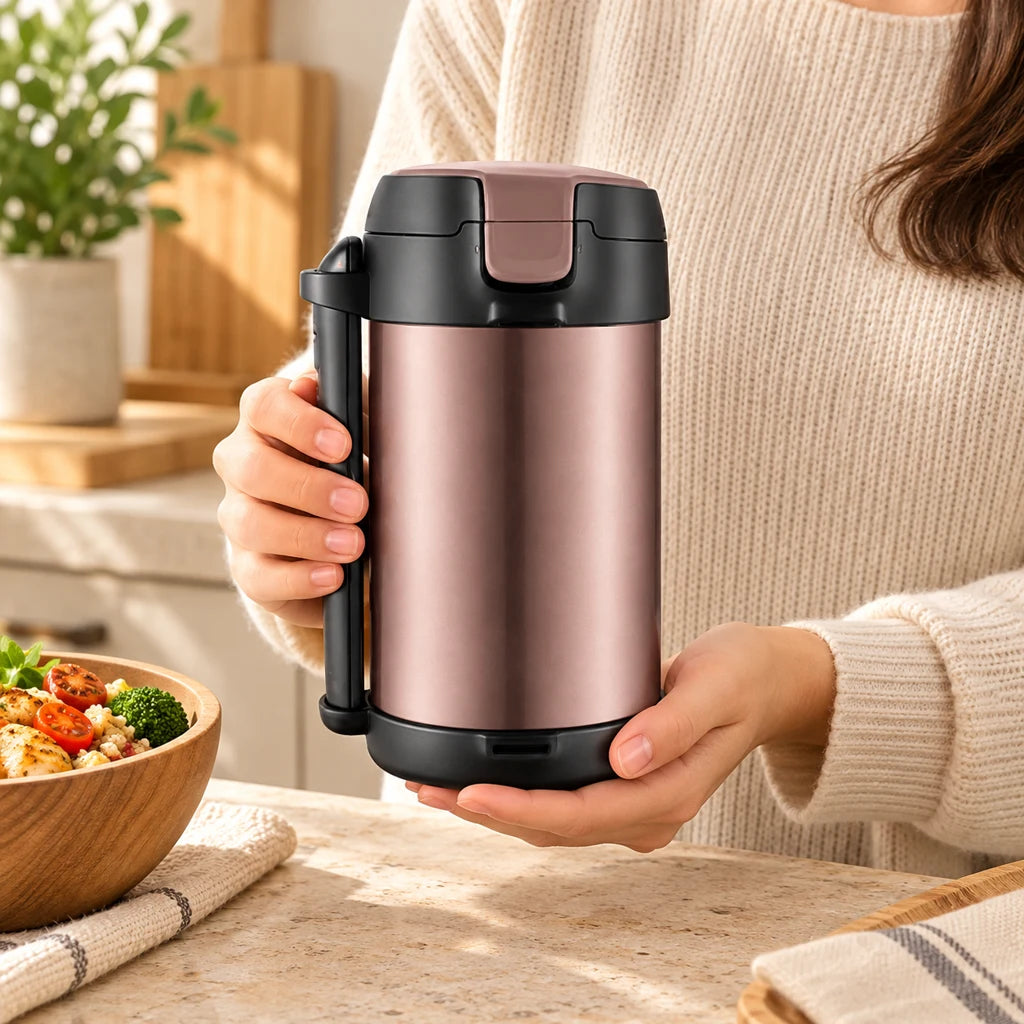Brown Insulated Stainless Steel Lunch Box, 2200 mL — view 2