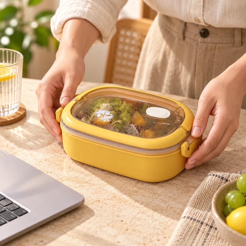 Yellow Insulated Stainless Steel Lunch Box with Clear Lid — view 2