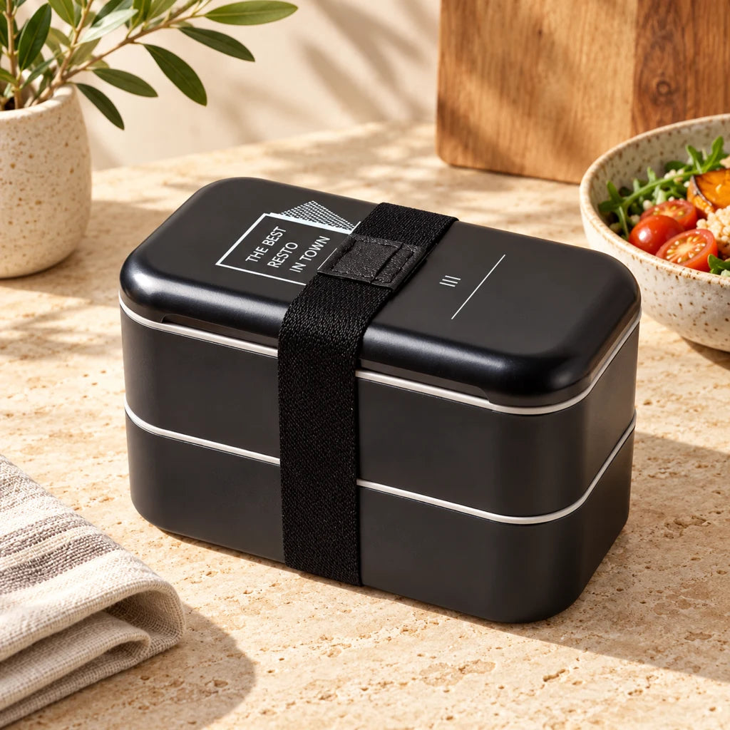 Black Multi-Tier Plastic Bento Lunch Box