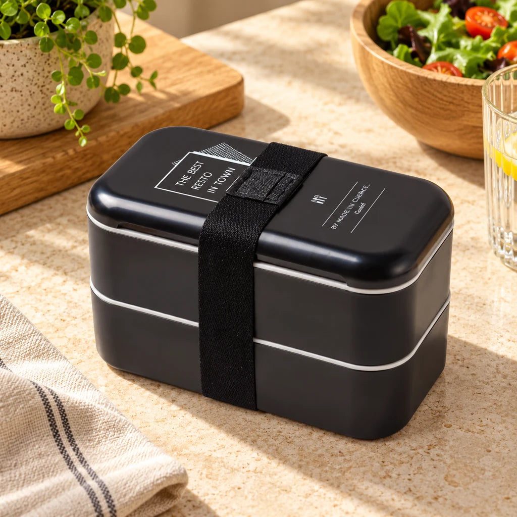 Black Multi-Tier Plastic Bento Lunch Box — view 3