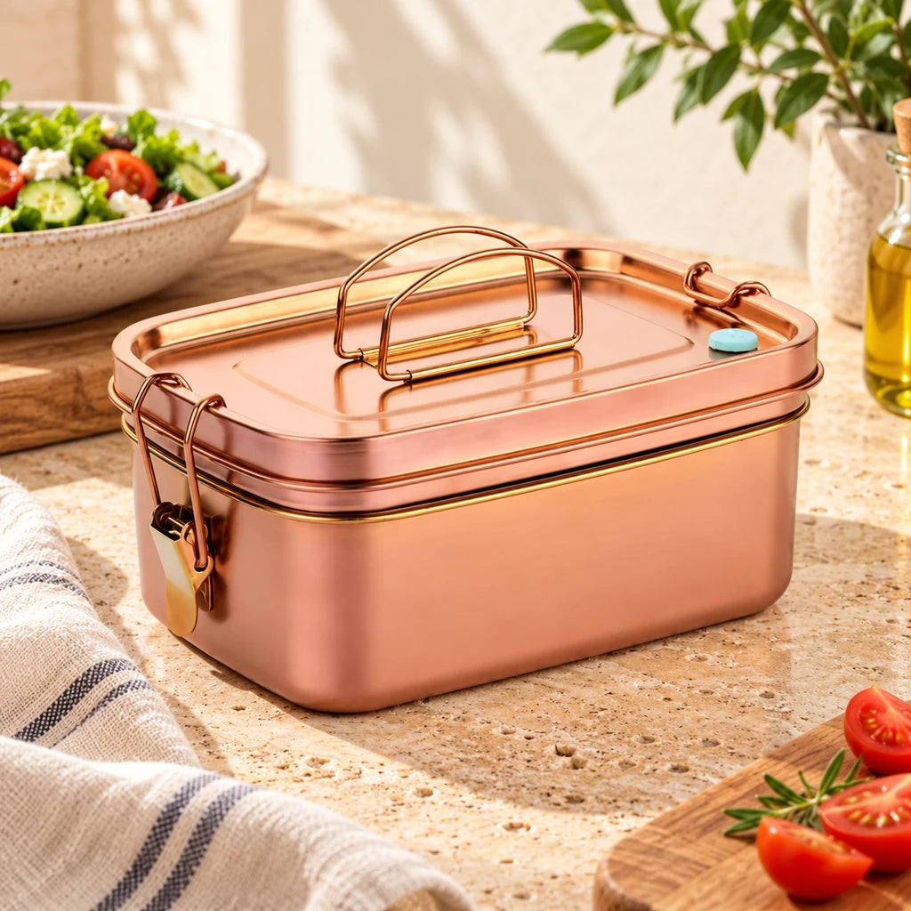 Rose Gold Stainless Steel Bowl with Handle — view 3