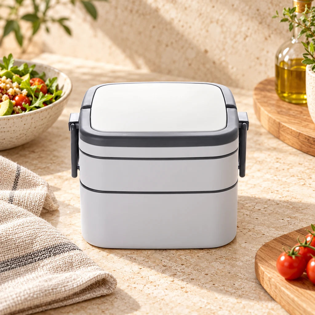 Small White Double-Tier Plastic Cube Box