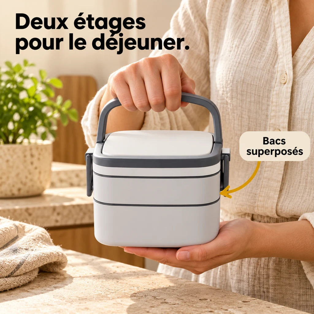 Petite Boîte Cube Plastique Double-étage Blanche — vue 2