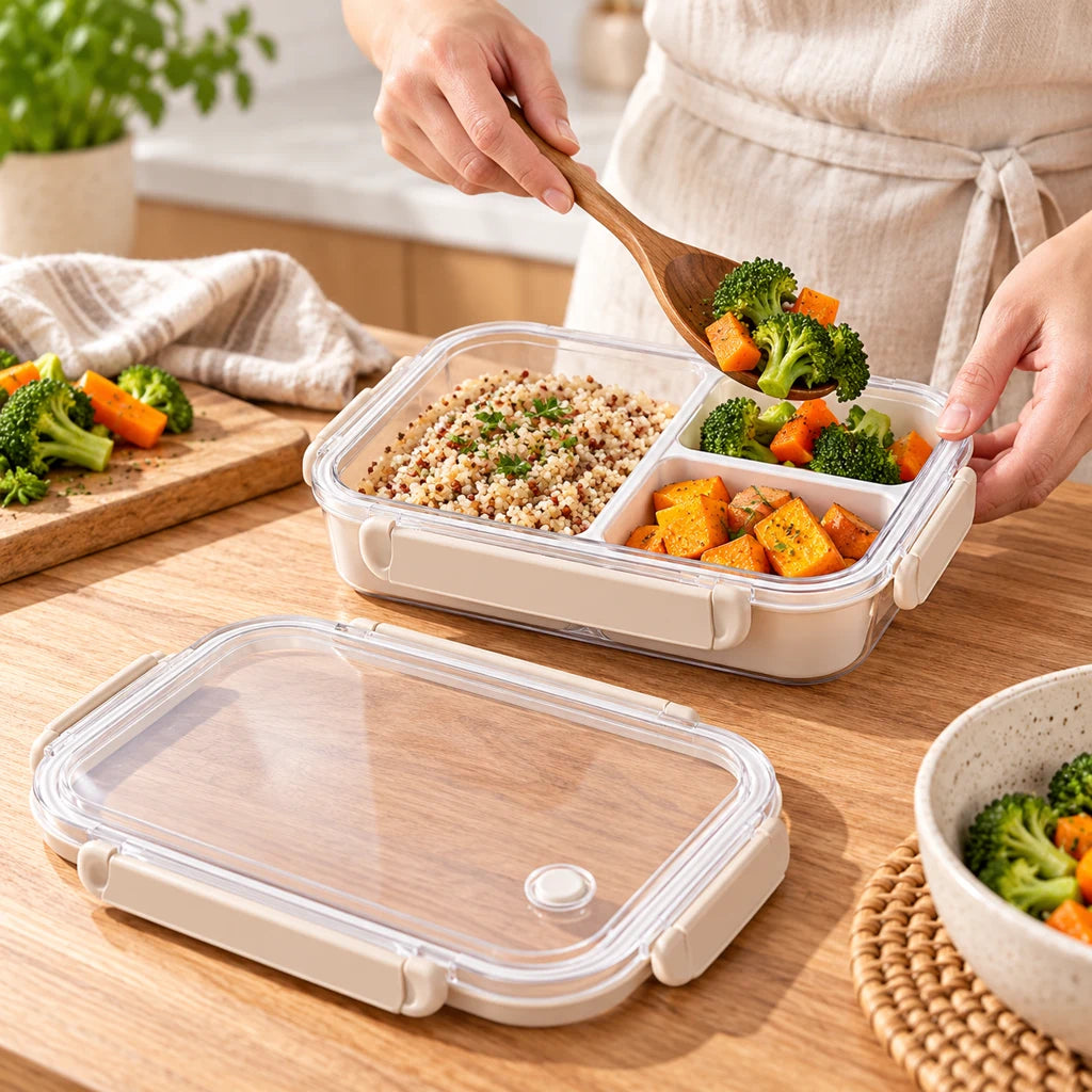 Compartmentalized Plastic Container with Clear Lid — view 2