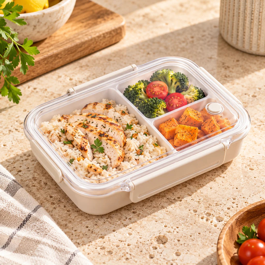 Compartmentalized Plastic Container with Clear Lid — view 3
