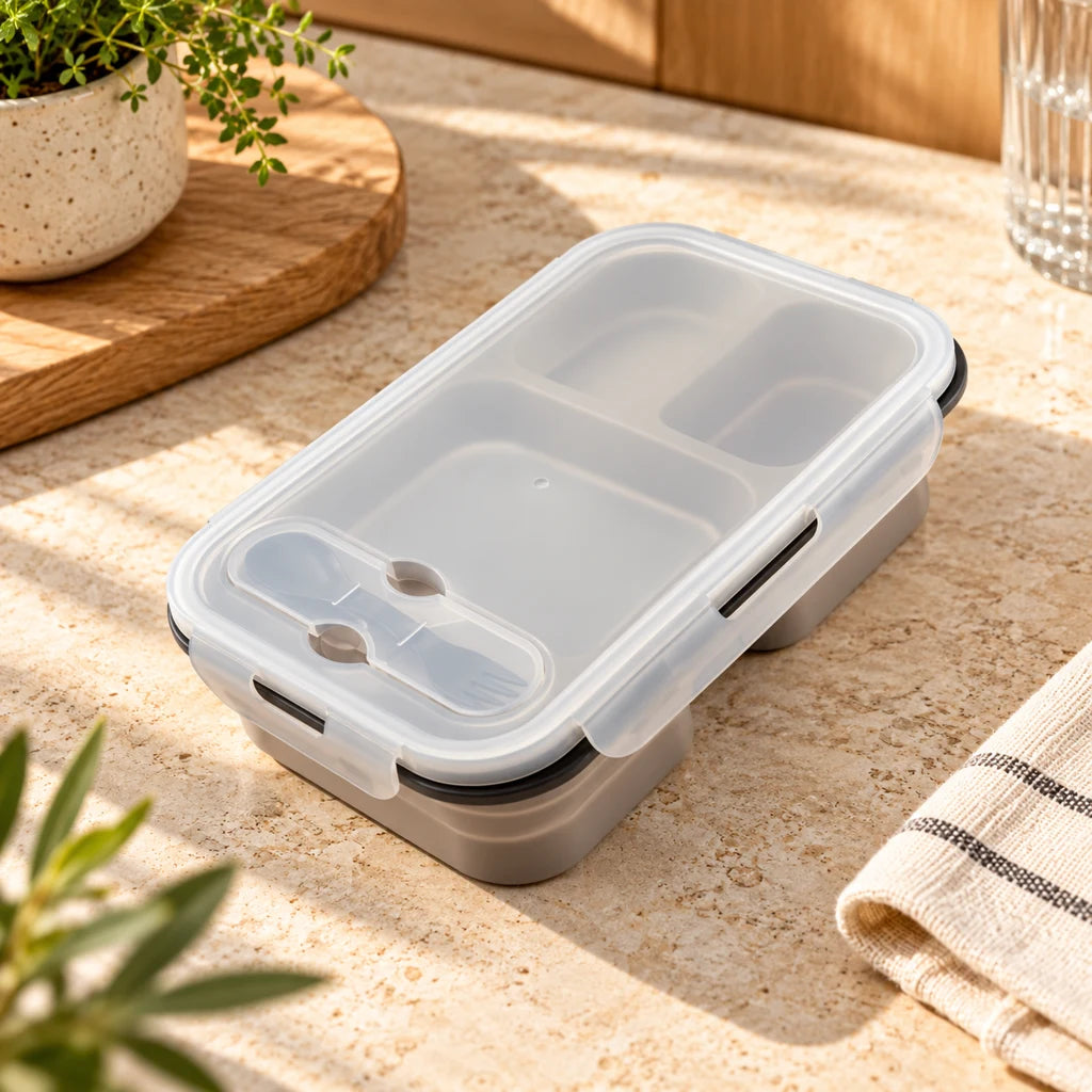 Gray Silicone Lunch Box Compatible with Microwave — view 3
