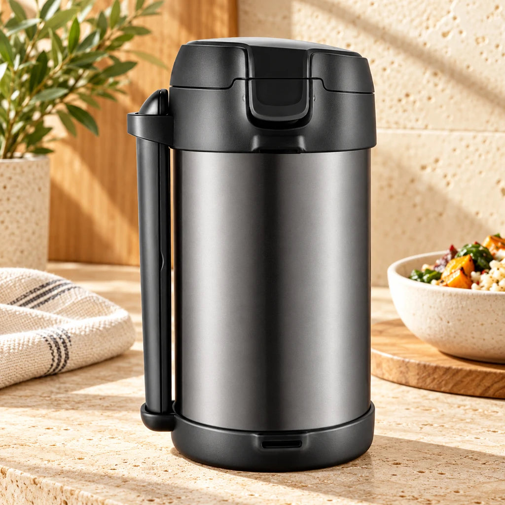 Gray Insulated Stainless Steel Lunch Box, 2200 mL