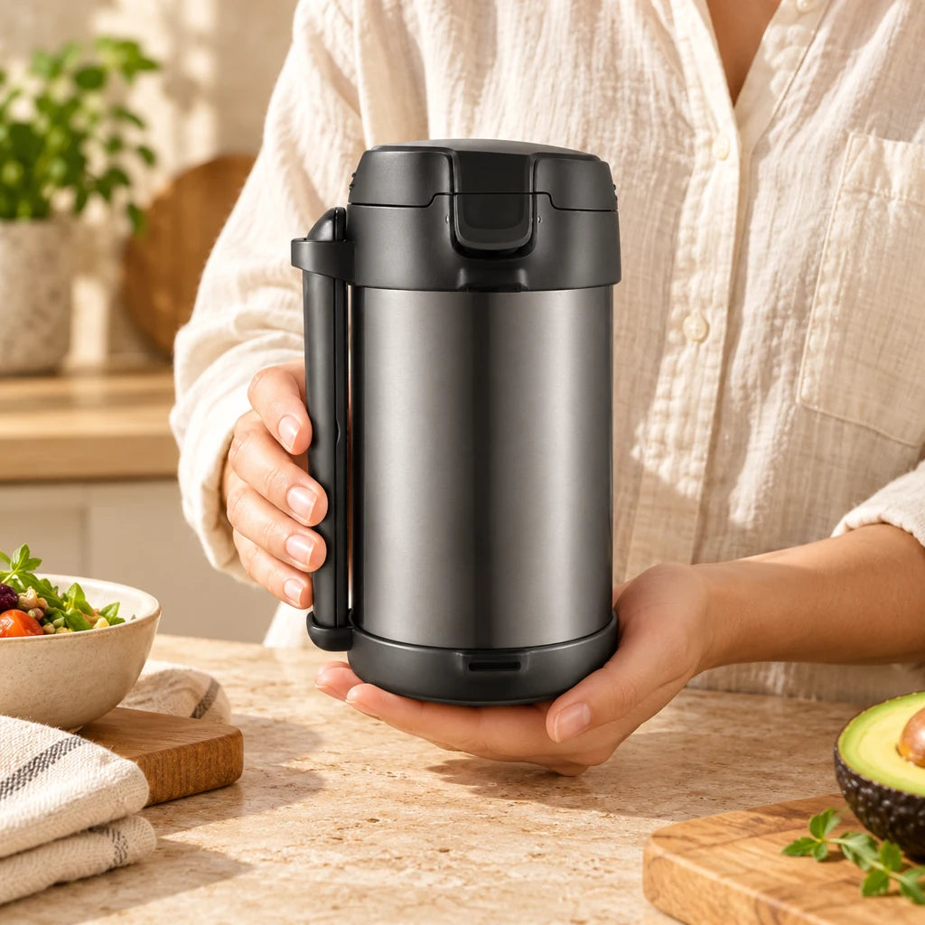 Gray Insulated Stainless Steel Lunch Box, 2200 mL — view 2