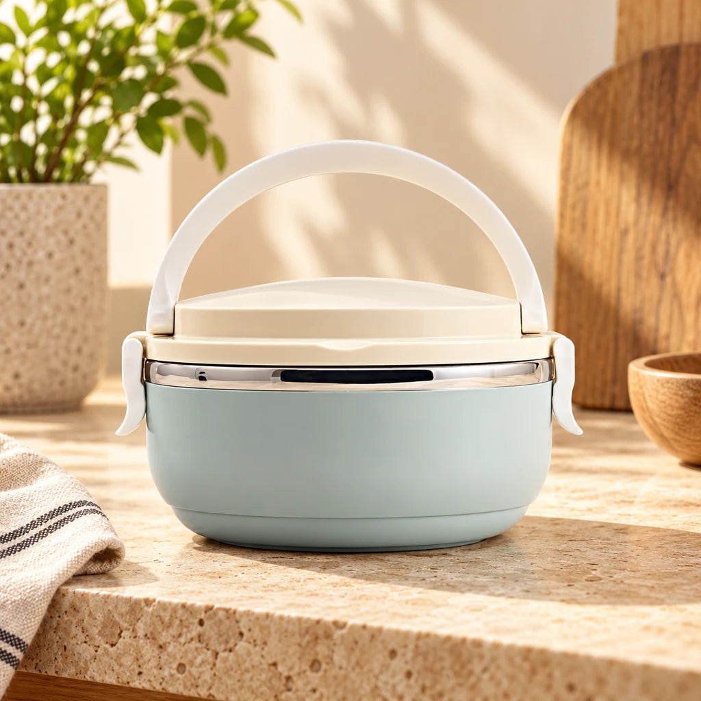 Single-Tier Insulated Stainless Steel Meal Box with utensils