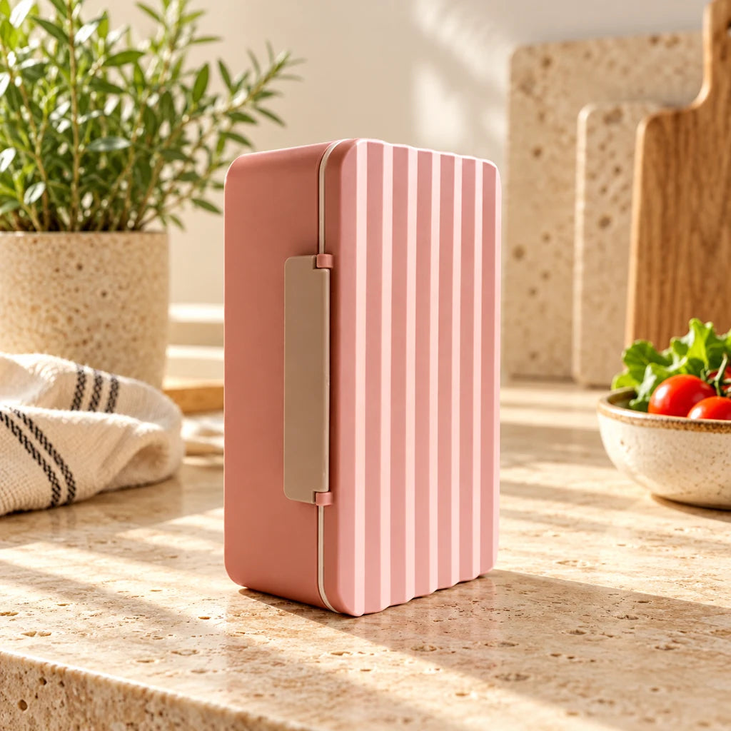 Pink plastic microwave lunch box