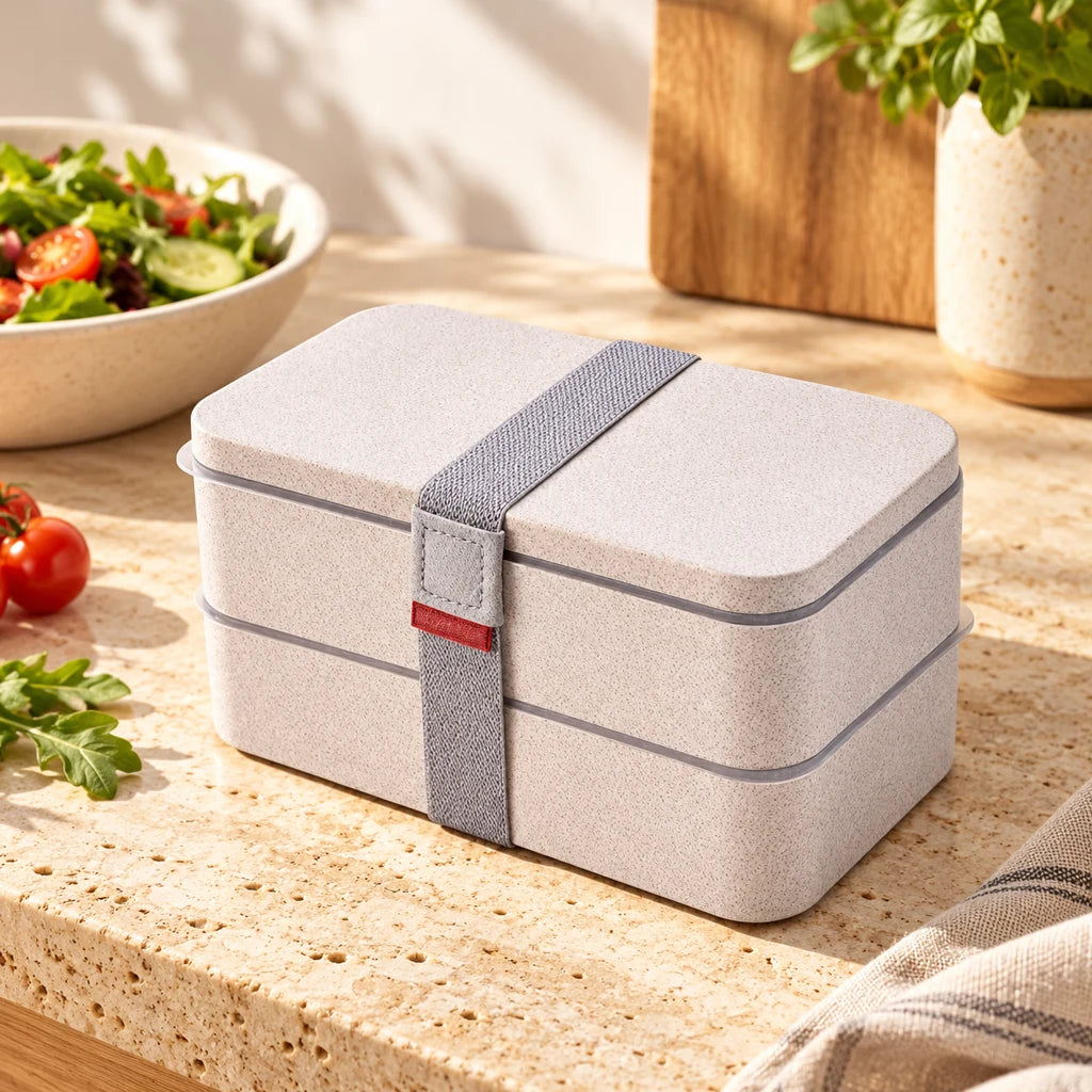 Gray 2-Tier Bento Microwave-Safe