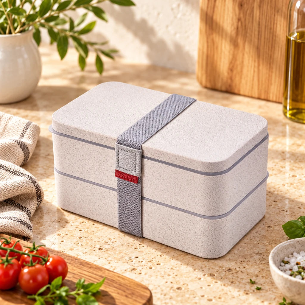 Gray 2-Tier Bento Microwave-Safe — view 3
