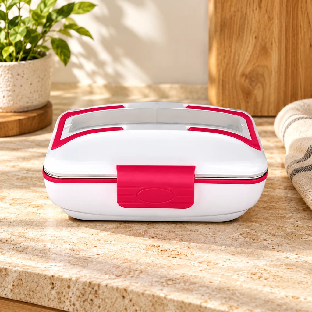 Electric Heated Lunch Box Triple-Compartment Red