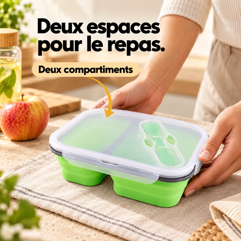 Lunchbox Double-compartiment en Silicone Verte — vue 2