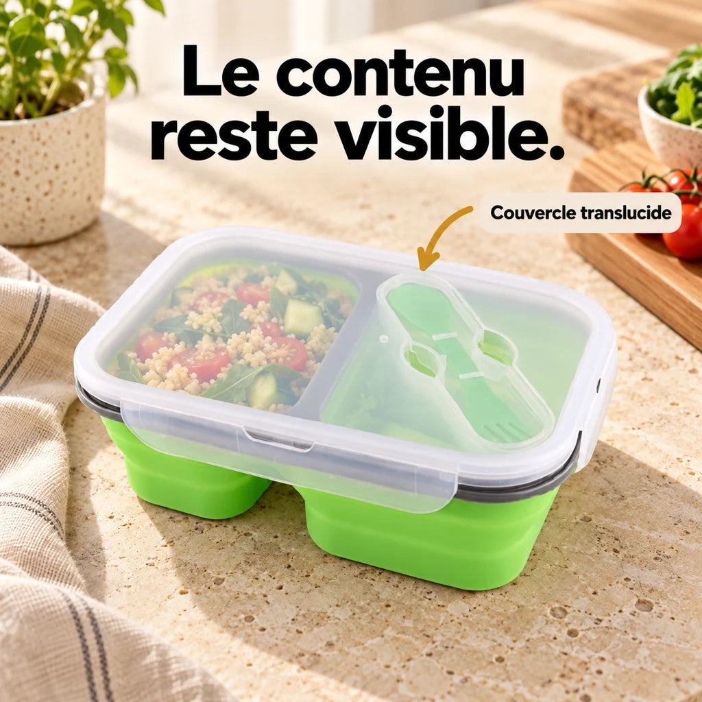 Lunchbox Double-compartiment en Silicone Verte — vue 3
