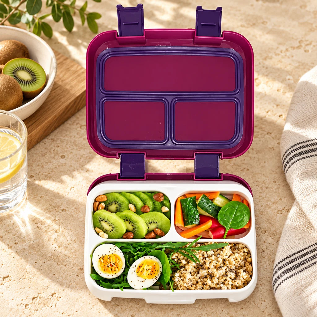 Purple compartmented lunch box 1180ml