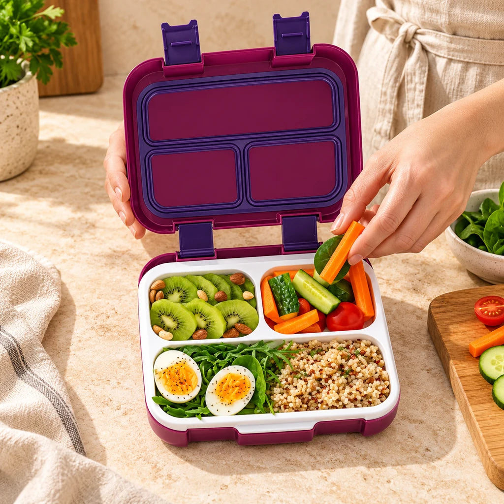 Purple compartmented lunch box 1180ml — view 2